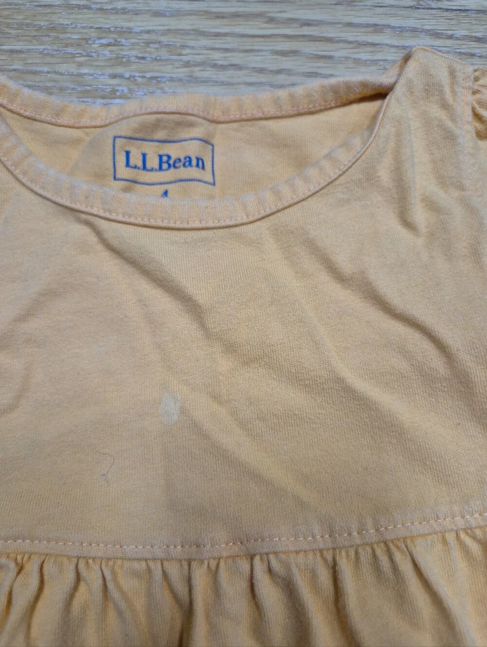 L.L. Bean Girls Yellow Floral Cotton Dress Heavy Fall Knit Size 4